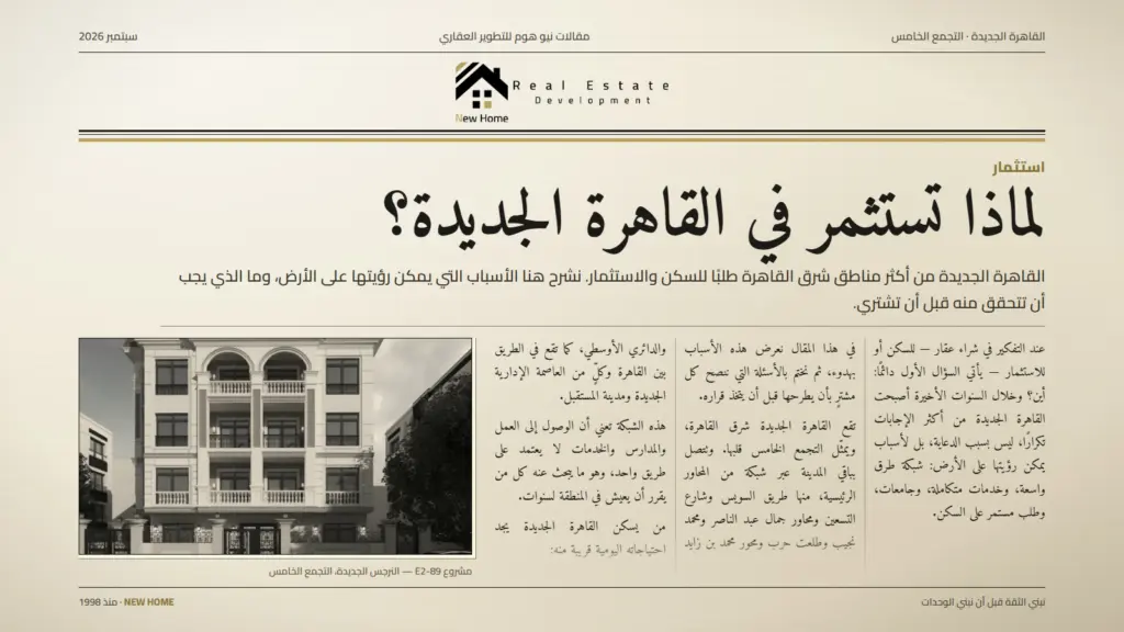 لماذا تستثمر في القاهرة الجديدة؟